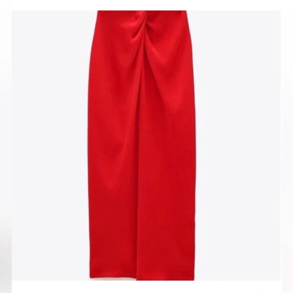 Zara Red Satin Midi Dress - Picture 5 of 5